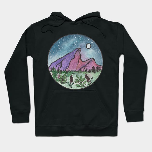 Purple Mountains at Night Hoodie by Jeraluna